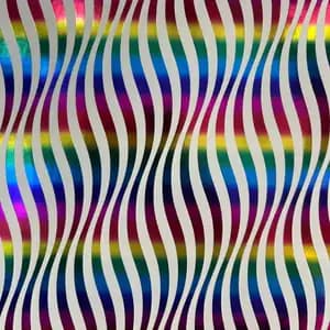 White & Reflective Rainbown Wavy Strips Wrapping Paper Sheet