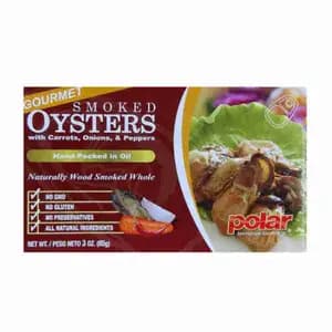Gluten Free Gourmet Smoked Oysters with Carrots, Onions and Peppers - Polar