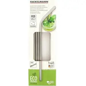 Curved Stainless Steel Straw with Brush - Fackelmann
