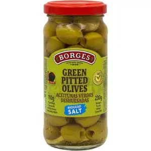 Green Pitted Olives Reduced Salt - Borges