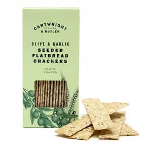 Olive & Garlic Seeded Flatbread Crackers - Cartwright & Butler