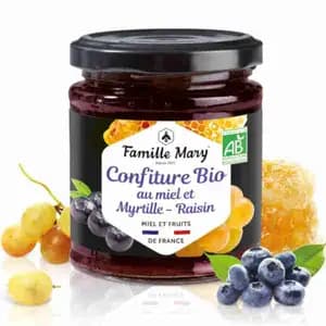 Organic Honey and Blueberry-Grape Jam - Famille Mary