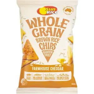 Gluten Free Whole Grain Brown Rice Chips Farmhouse Cheddar - Sunrice
