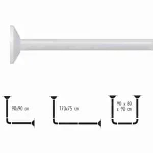White Angled Shower Bar Chromed Aluminum - Lifestyle