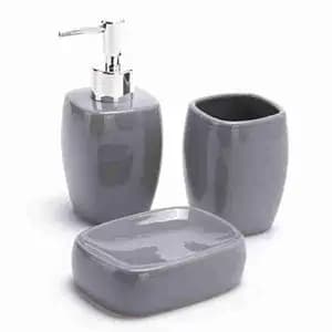 Ceramic Gray Bathroom Accessories Set