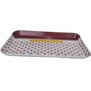 Rectangular Melamine White & Brown Tray
