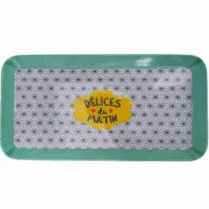 Rectangular Melamine White & Brown Tray