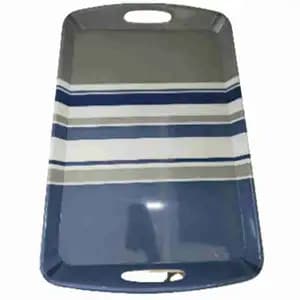 Rectangular Gray & Blue Line Hand Tray