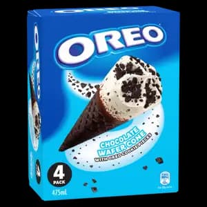 Chocolate Wafer Cone with Oreo Cookies Pieces Ice Cream - Oreo