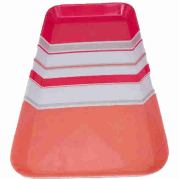Rectangular Melamine White & Pink Tray