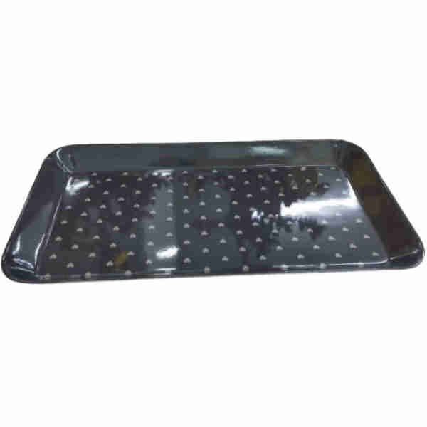 Rectangular Melamine White & Green Tray
