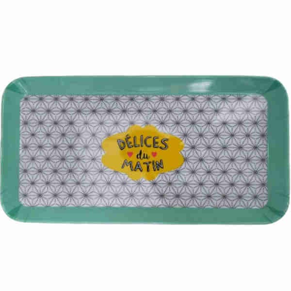 Rectangular Melamine White & Brown Tray