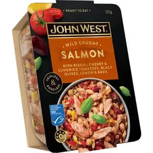 Wild Caught Salmon with Risoni Cherry Sundried Tomato Black Olive Lemon & Basil - John West