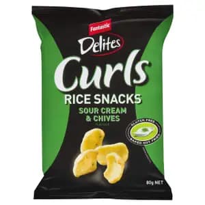 Delites Curl Rice Snacks Sour Cream & Chives Flavour - Fantastics