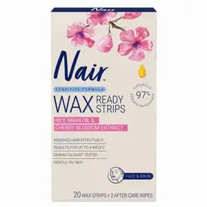 Sensitive Formula Wax Ready Strips Rice Bean Oil & Cherry Blossom Extract - Nair