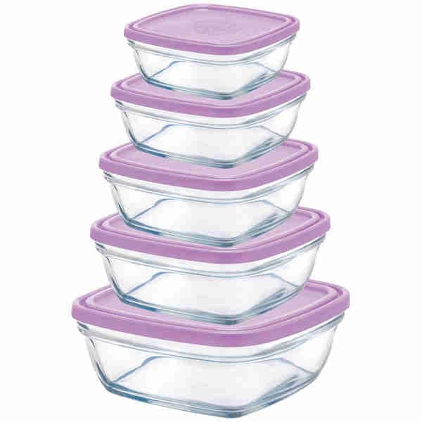 Purple Lid Freshbox Clear Square Set
