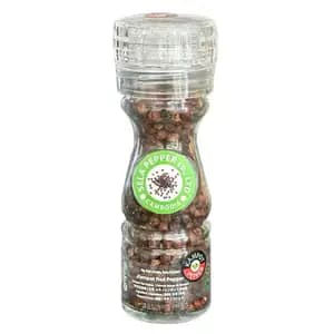 Kampot Red Pepper Corn in Glass Bottle with Adjustable Grinder - Sela Pepper