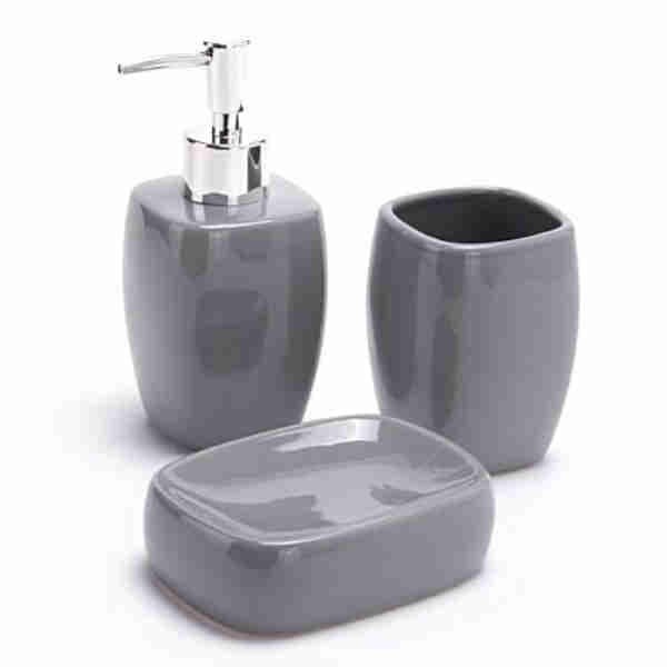 Ceramic Gray Bathroom Accessories Set