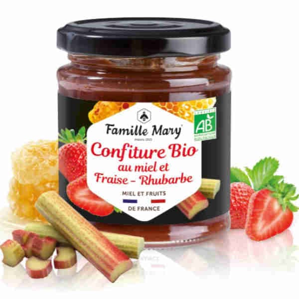 Organic Honey and Strawberry-Rhubarb jam