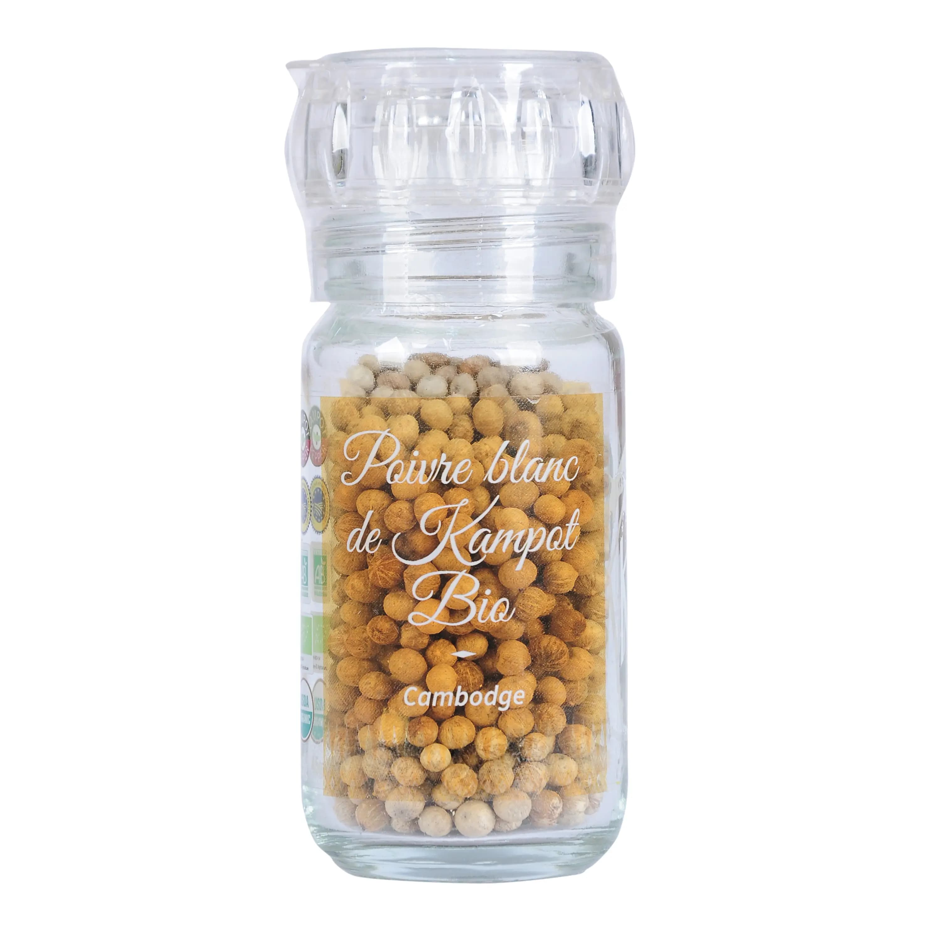 Organic White Kampot Pepper PGI in Mill - Khla 1