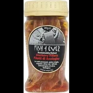 Anchovy Fillet in Cold Passed Extra Virgin Organic Olive Oil - Fish 4 Ever