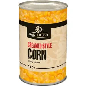 Creamed Style Corn Kernels in Brine - Sandhurst