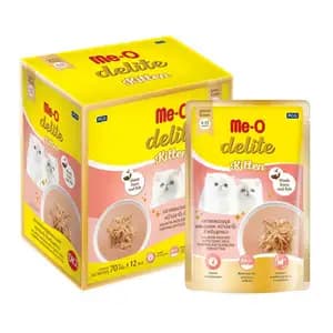 Delite Kitten Salmon Mousse with Goat Milk Topping Katsuobushi Pouch Box - Me-O