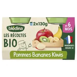 Organic Harvest Apples, Bananas and Kiwis No Added Sugar from 6 Months - Blédina