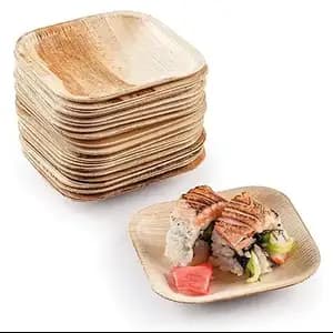 Palm Leaf Mini Square Plates Tableware - BioPatra