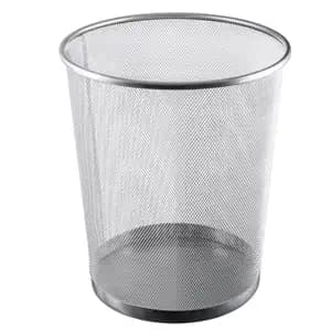 Round Metal Bin - Silver