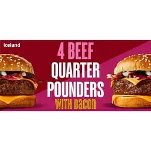 4 Beef Quarter Pounders with Bacon - Iceland