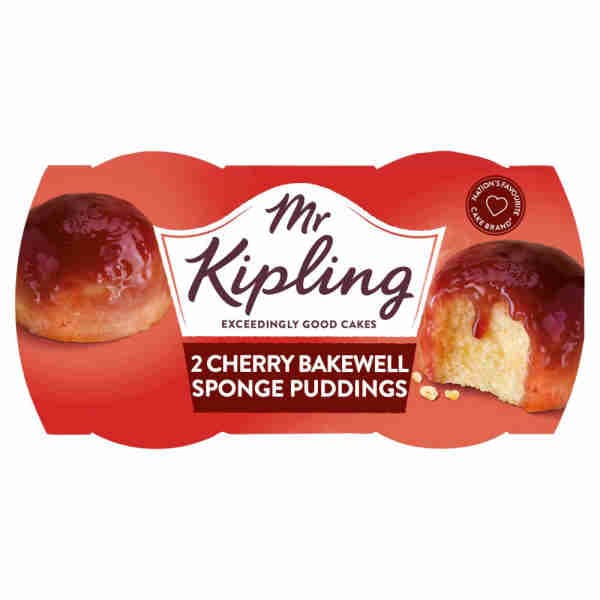 2 Cherry Bakewell Sponge Puddings - Mr Kipling