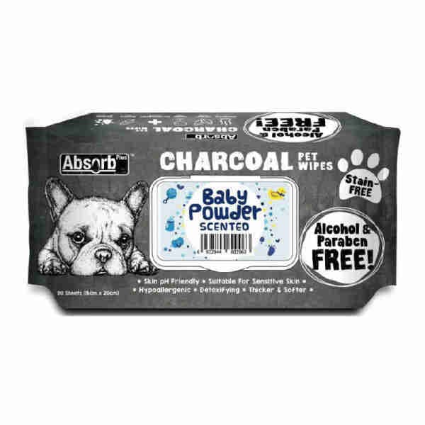 Charcoal Baby Powder Pet Wipes - Absorb Plus