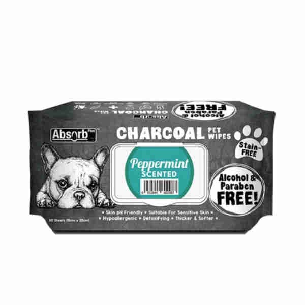 Charcoal Peppermint Pet Wipes - Absorb Plus