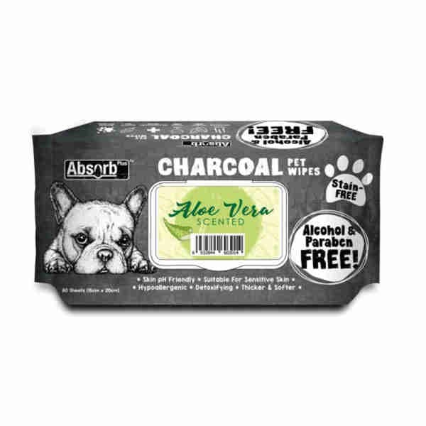 Charcoal Aloe Vera Pet Wipes - Absorb Plus