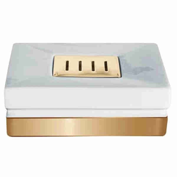White & Gold Porcelain Soap Dish - Spirella