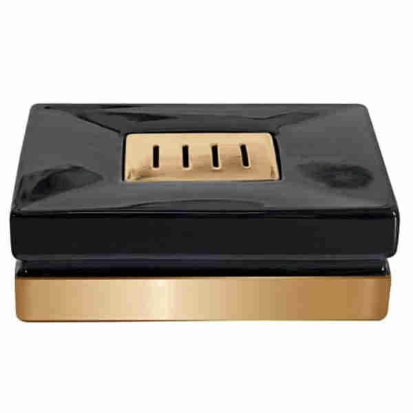 Black & Gold Porcelain Soap Dish - Spirella
