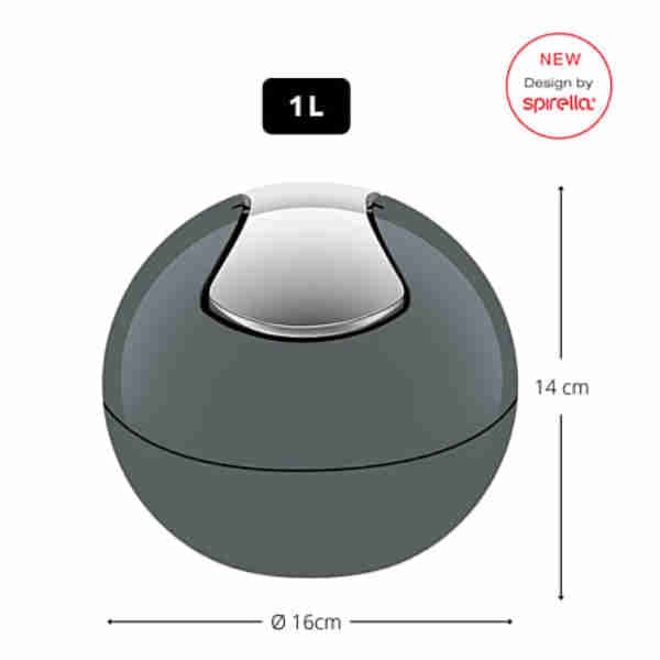 Bowl Waste Bin Gray - Spirella