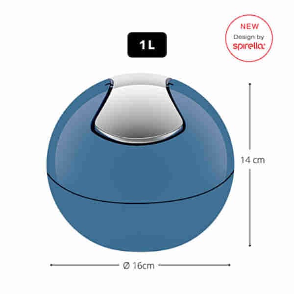 Bowl Waste Bin Shiny-Denim - Spirella