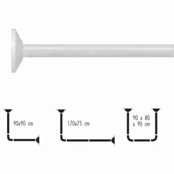 White Angled Shower Bar Chromed Aluminum - Lifestyle