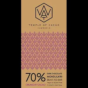 70% Crunchy Cacao Dark Chocolate - Wat Chocolate