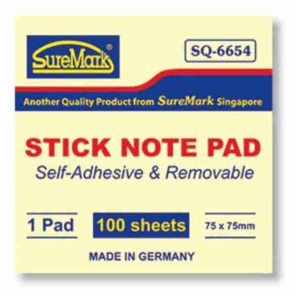 Yellow Stick Note Pad 75x75mm - Suremark