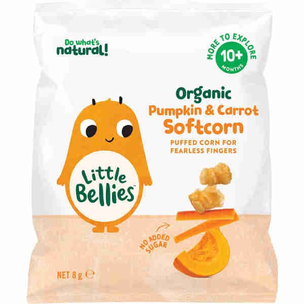Organic Pumpkin & Carrot, Softcorn Puffs No Added Sugar - Little Bellies