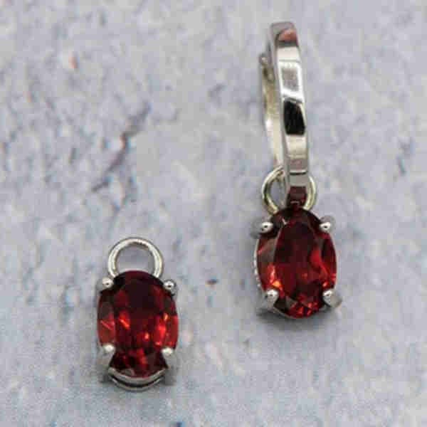Hoop & Charms Oval Garnet