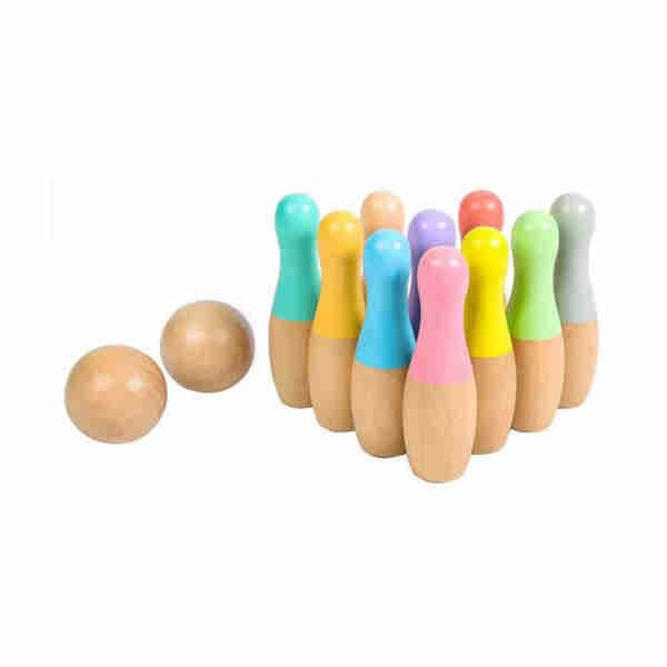 Rainbow Wooden Bowling Set