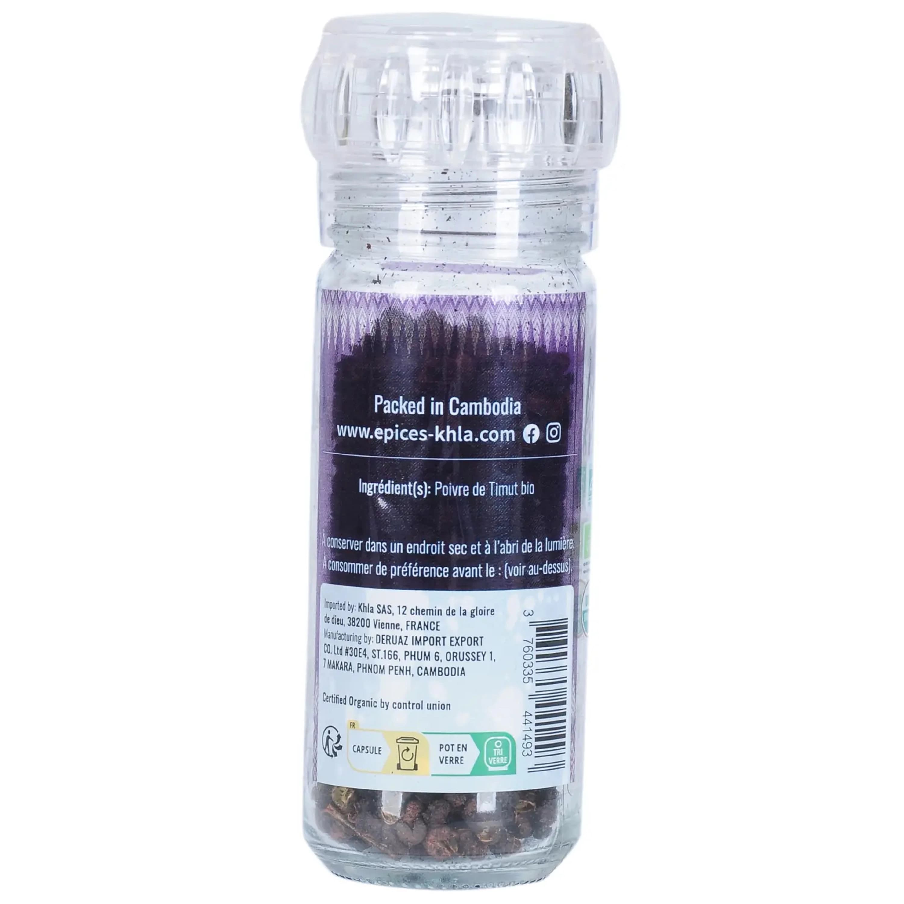 Organic Timut Pepper in Mill 2