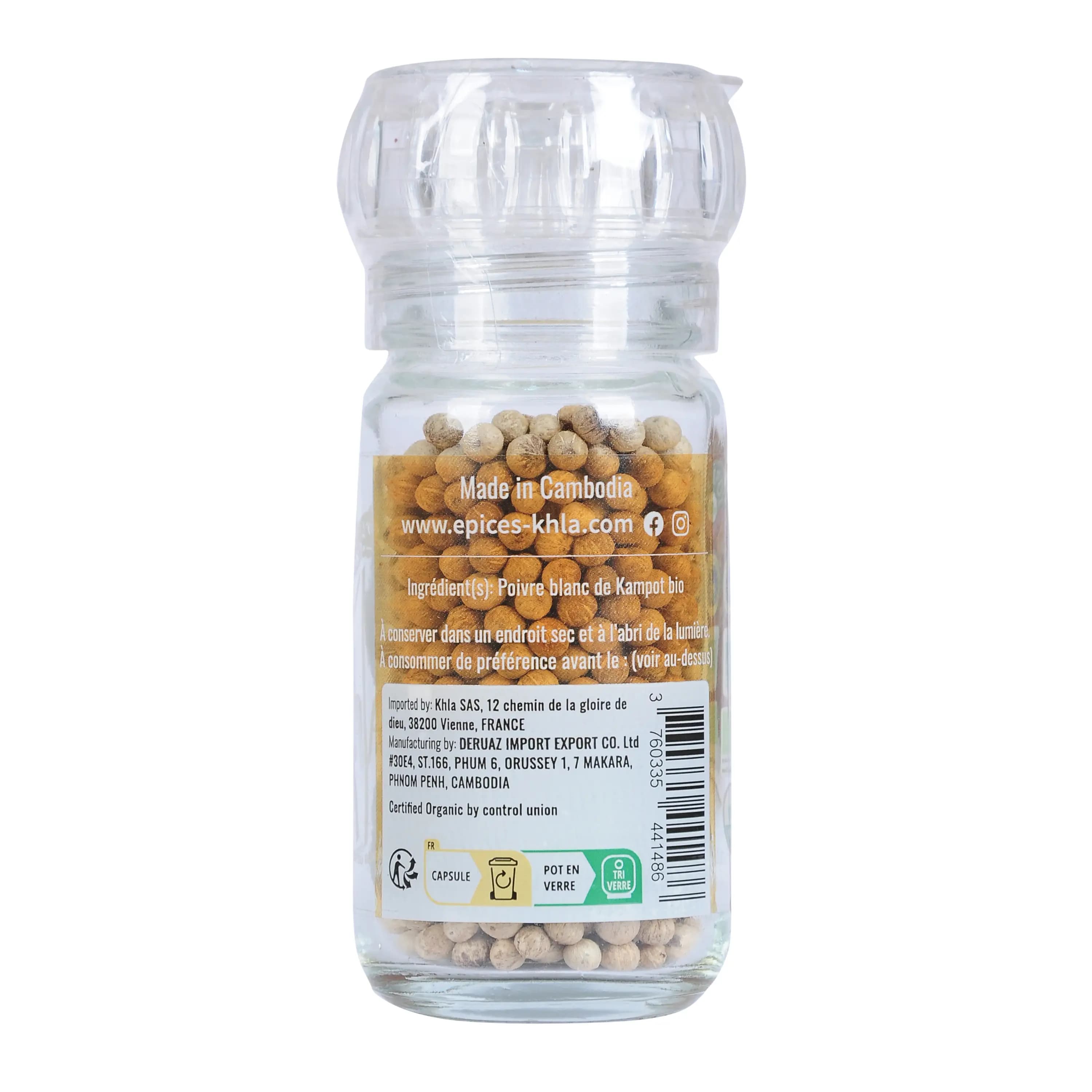 Organic White Kampot Pepper PGI in Mill - Khla 2
