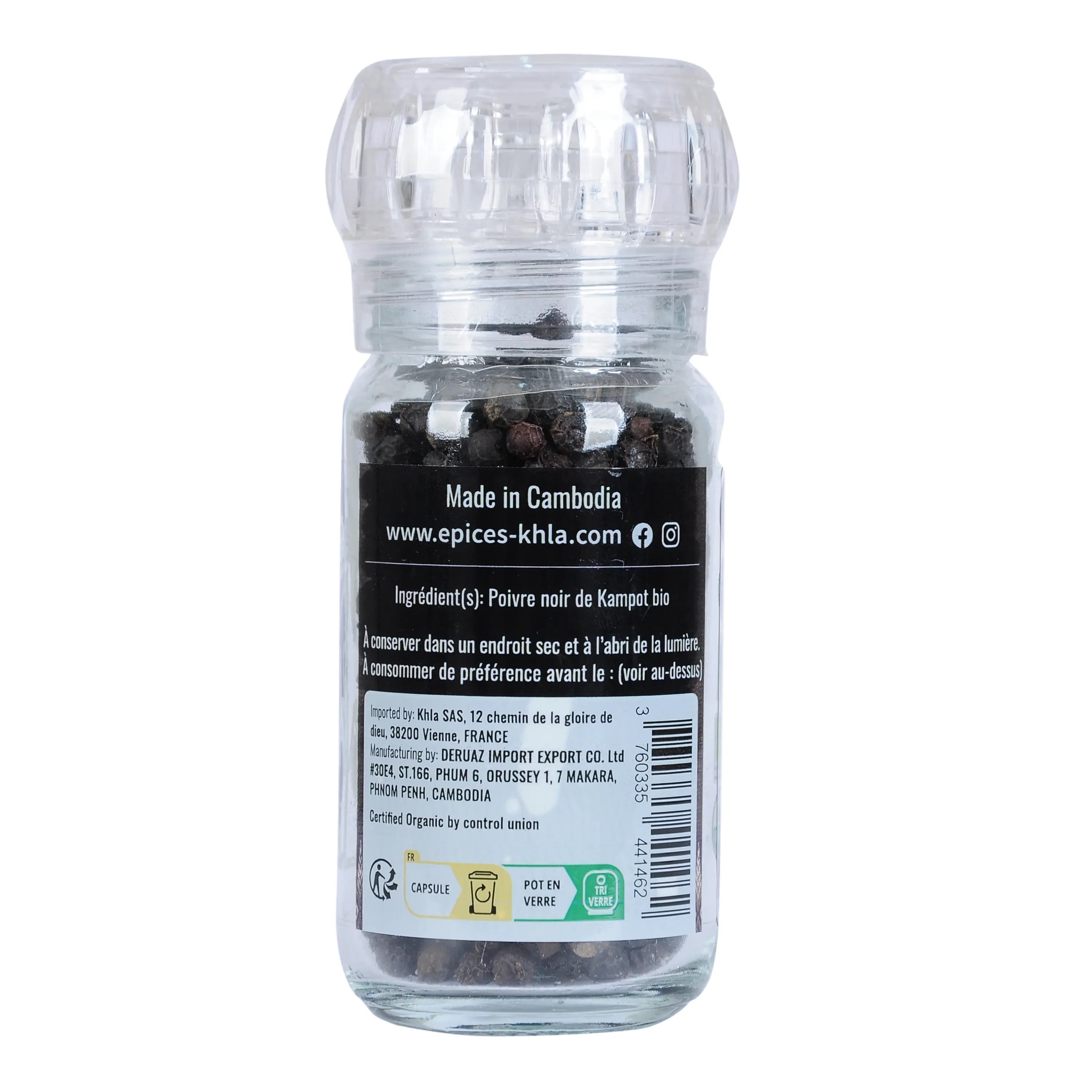 Organic Black Kampot Pepper PGI in Mill 2