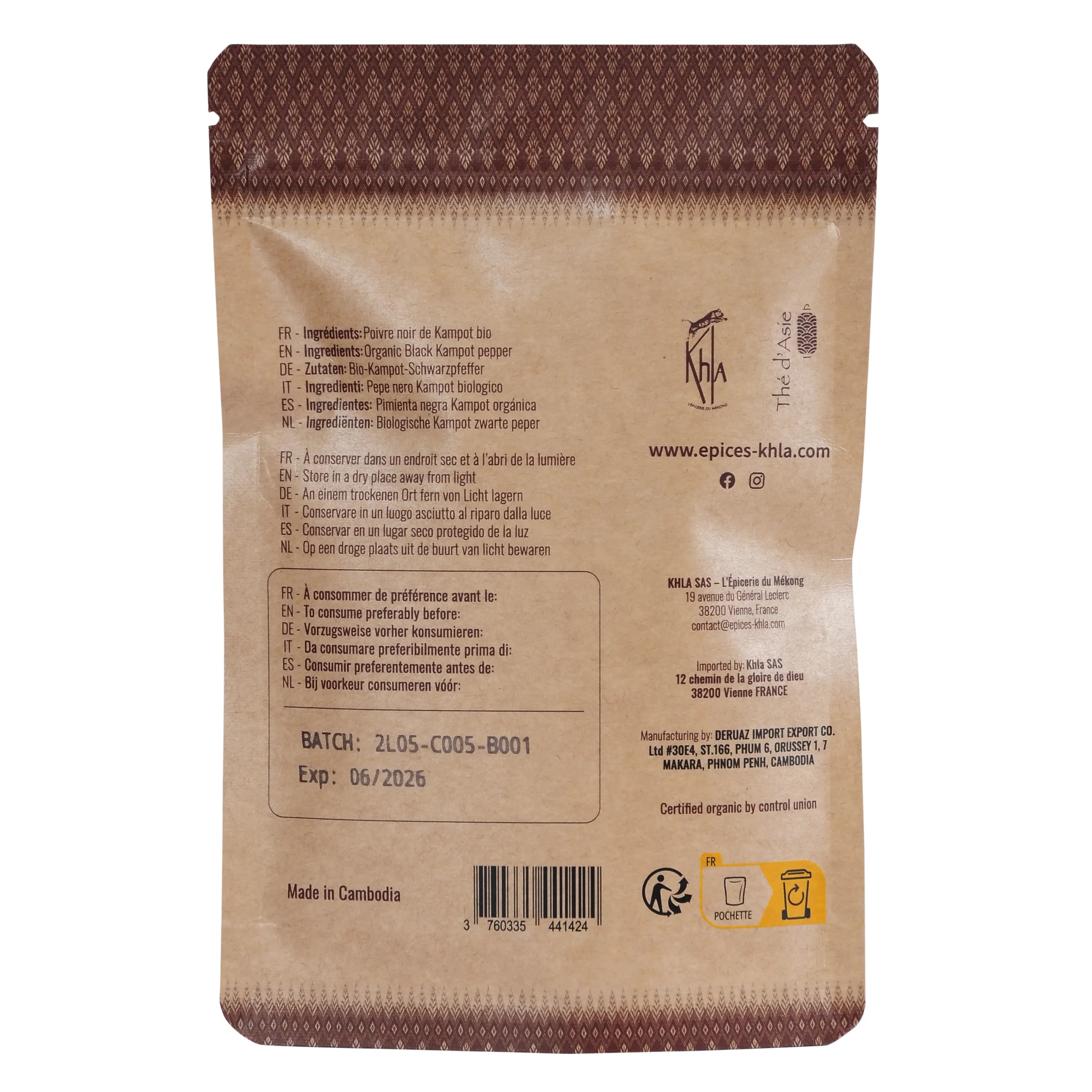 Organic Black Kampot Pepper PGI 2
