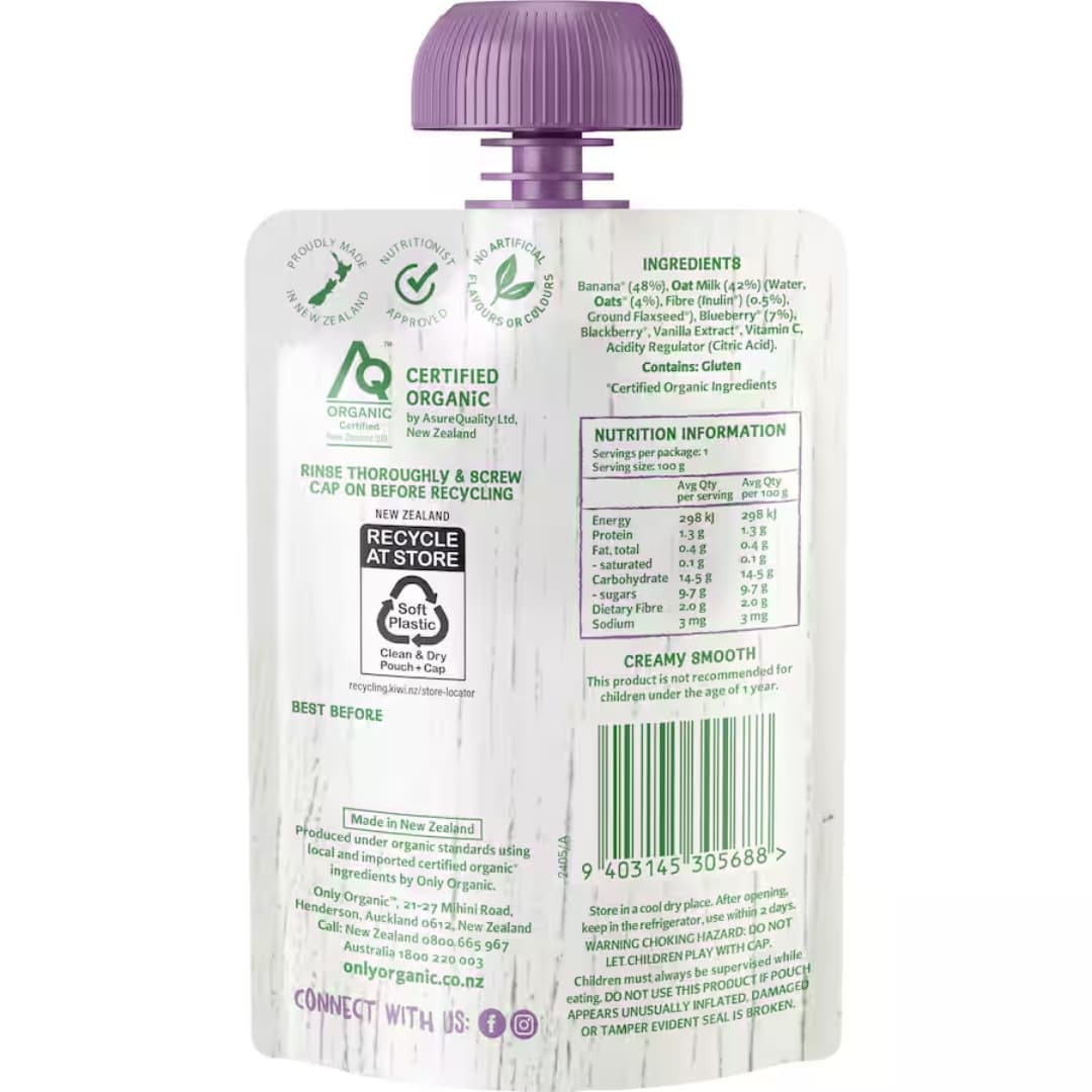 Blueberry Banana & Vanilla Oat Milk - Only Organic 2
